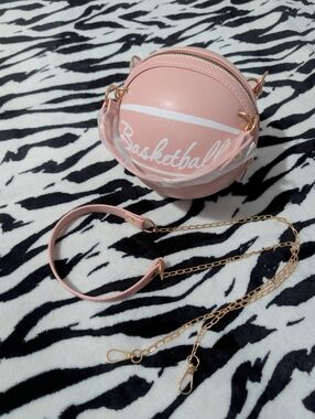 Pink 'Basketball' Novelty Round Handbag with Chain Strap